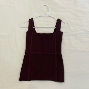 Zara Maroon Knit Corset Squareneck Maroon Top